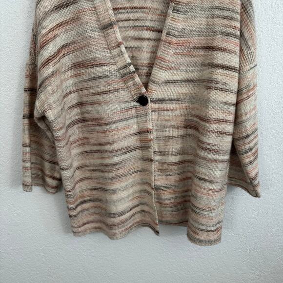 J.Jill Pure Jill Space Dyed Kimono V-Neck Cardigan Sweater Cream Multi Medium - Picture 3 of 9